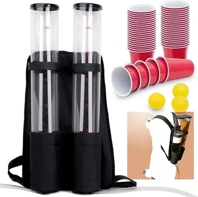 Produktbild von Bierrucksack Duo 6 Liter Getränkerucksack mit Zapfhahn & 50 Getränkebecher – Tragbarer Getränkespender für Festival, JGA, Vatertag & Party