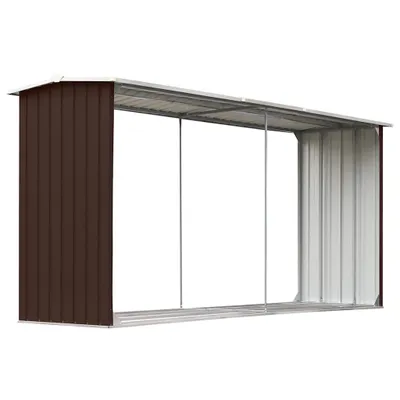 Productafbeelding van vidaXL Houtopslag, verzinkt staal, 330 x 92 x 153 cm, bruin