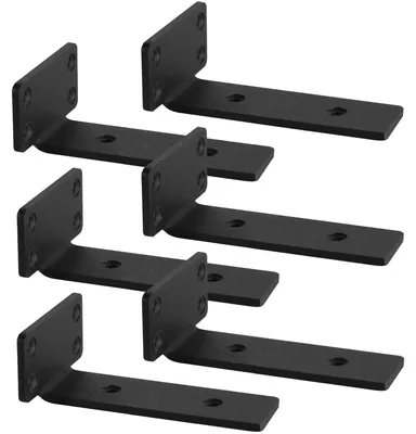 Imagen del producto de Soportes para estanterías, color , 6 unidades, ángulo de 90 grados, para montaje en pared, soporte para cargas pesadas, hierro industrial, 15 cm, soportes para estanterías