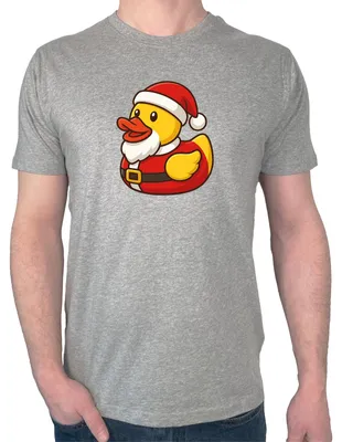 Produktbild von Huuraa Herren T-Shirt Quietscheente Nikolaus Gummiente Weihnachtsmann XXL Sport Grey Bio Baumwolle Fairtrade Herrenshirt Geschenkidee