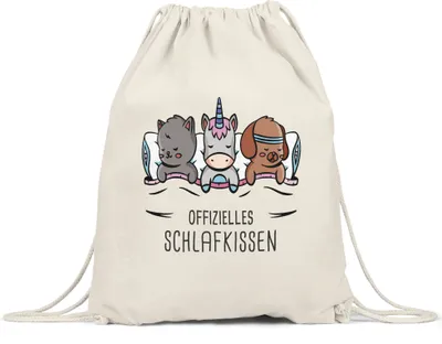 Produktbild von Offizieller Schlaf-Turnbeutel Gymsack Schlafendes Einhorn Hund Katze Süße Geschenk-Idee Schnarch