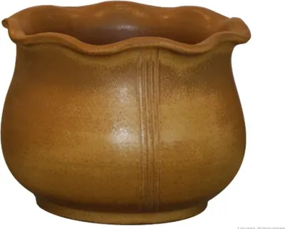 Produktbild von KERAZO Bauchiger Pflanzkübel Nebelhorn 1 mit gewelltem Rand, 37 x 29 cm – frostfeste Steinzeug-Keramik in antikbraun für Garten & Terrasse