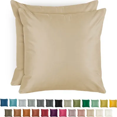 Produktbild von Blumtal 2er Set Kissenbezug 45x45 cm Samt - edler Kopfkissenbezug aus Samt, weiche Kissenhülle Velvet, Sand - Beige