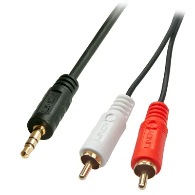 Produktbild von LINDY Audiokabel RCA 3.5mm/1m 2xRCA/3.5mm m/m vergoldet