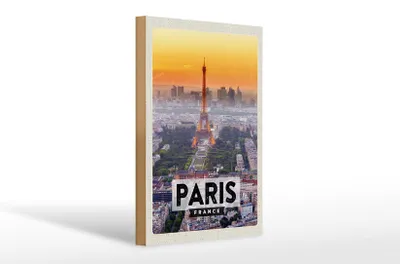 Produktbild von Holzschild Reise 20x30cm Paris Frankreich Eiffelturm
