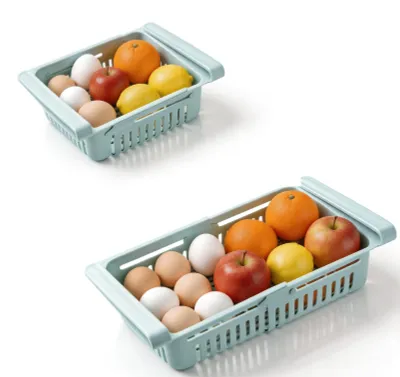 Ausziehbare Kühlschrank-Aufbewahrungsbox, Kunststoff, Blau