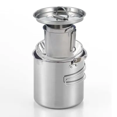 Produktbild von Praktisches 5-teiliges Camping-Kochgeschirr aus Edelstahl für Outdoor, Reise und Camping