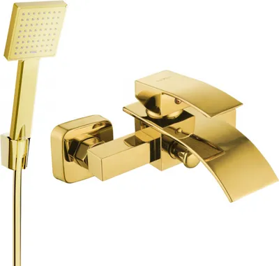 Produktbild von Mexen Aries R45 Wannenbatterie mit Brausegarnitur, Gold - 74483R45-50