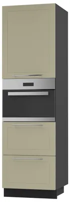 Produktbild von Backofenschrank KVANTUM Teilauszug 60cm Korpus- & Frontfarbe wählbar (Q-D14/RU/2M/356),vanille matt,schwarz