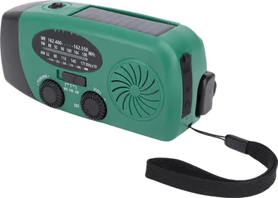 Obrázek produktu pro Solární nouzové ruční klikové rádio s LED osvětlením SOS Alarm Přenosná power banka AM FM WB Weather Radio Green
