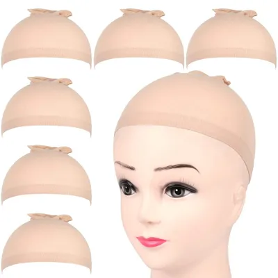 Produktbild von Perücke Kappen 6 Stück Set Nylon Wig Caps Elastisch Neutral Beige