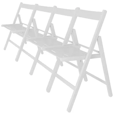 4er-Set Klappstühle aus Buchenholz, weiß, 43x43x79 cm