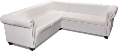 Obrázek produktu pro vidaXL Chesterfieldská rohová pohovka 5místná Imitace kůže bílá
