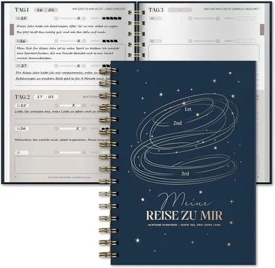 Produktbild von Famanu Tagebuch für Erwachsene mit Linienmuster - Dunkelblau
