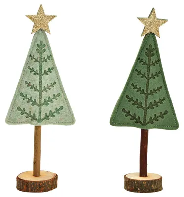 Image de Décorations de Noël Sapins Set Déco vert feutre 27 cm