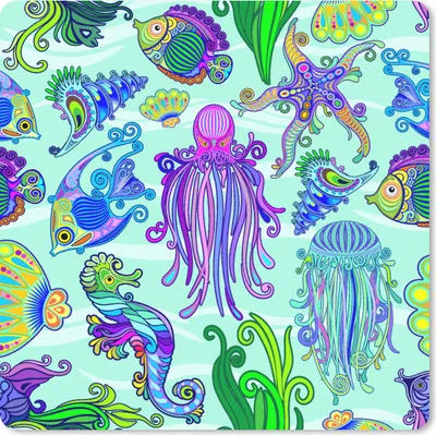 Produktbild von MuchoWow® Mauspad Mousepad Tiere - Regenbogen - Fische - Muster 30x30 cm - Mousepads - Maus Mat - Pad - Mausunterlage - Gaming