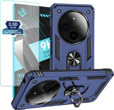Produktbild von Armor Outdoor Handyhülle für Xiaomi Redmi 14C Handy Panzer Case Schutzhülle mit 9H Displayglas Displayschutz Farbe: Blau