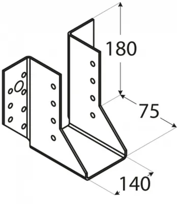 Immagine prodotto di BRESKO Appendiabiti per travetti capocorda esterno 140x180x75x2,0mm WB37 Connettore in legno Supporto per montanti supporto per travetti esterno