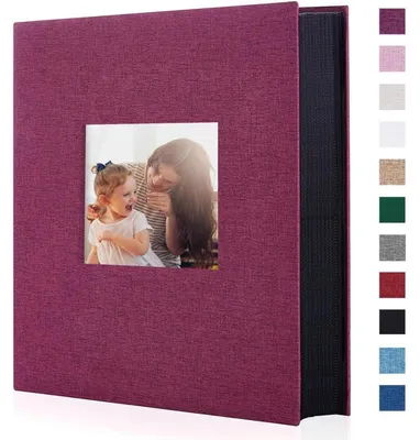 Productafbeelding van Fotoalbum, linnen, 400 foto's, 10x15 cm, verticaal, paars, hardcover met venster