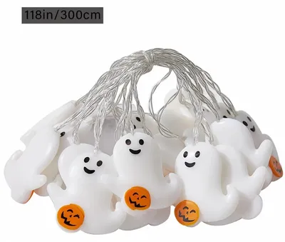 Produktbild von Halloween-LED-Lichterkette mit Kürbissen, batteriebetrieben, warmweiß, 20 LEDs, 3 m