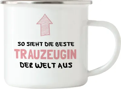 Produktbild von So Sieht Die Beste Trauzeugin Aus Emaille Tasse Geschenkidee Für Beste Trauzeuge Hochzeit Dankeschön