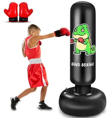 Image de Elzusha - Sac de frappe gonflable sur pied, 165 cm, pour enfants de 3 à 8 ans