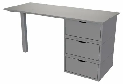 Image de Bureau bois 3 tiroirs Cube, Gris