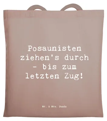 Produktbild von Mr. & Mrs. Panda Schultasche Spruch Trombone Durchzieher - Braun Pastell - Geschenk, Shopping Tasche, Tote Bag, Instrument, Lernen, Blues, Musizieren, Musiker, Musik