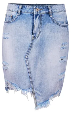 Produktbild von Fraternel Damen Rock Jeansrock Denim Vintage Destroyed Hellblau S