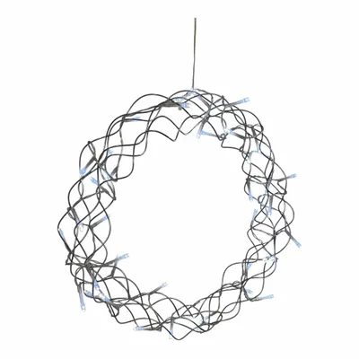 Produktbild von Lex Light Weihnachten Kranz Türkranz silber 40 LEDs kaltweiß 6/18h Timer 30cm