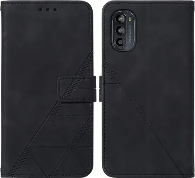 Produktbild von Moto G52 Hülle, Schlank Prägung Flip Leder Kartenfächer Schutzhülle mit Ständer für Motorola Moto G52 Schwarz