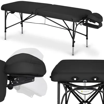 Produktbild von Habys, Smart Aluminium Massageliege,Tattoliege, Klappbar, Massagetisch, Massagebank, Höhenverstellbar, Tragbar, 214 cm, Verstellbar, Schwarz