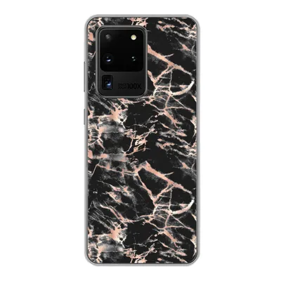 Produktbild von MuchoWow® Handyhülle Schutzhülle Hülle für Samsung Galaxy S20 Ultra Roségold - Marmor - Muster - Schwarz Silikon Softcase Handy Hülle - Karteninhaber