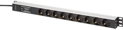 Produktbild von DIGITUS Steckdosenleiste 9-fach 19" Alu. 1HE 2m schwarz