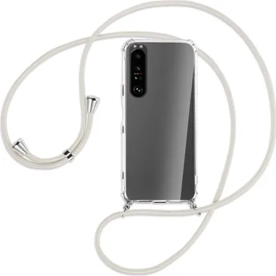 Produktbild von Handykette Backcover-Schutzhülle mit Band (Metall silberfarben) für Sony Xperia 1 II - broken white