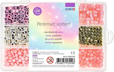 Produktbild von GLOREX Perlen Set Buchstaben Würfel 1200 Teile