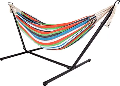 Produktbild von Doppel Hängematte XXL mit Gestell - 200 x 150 cm - Outdoor Liege belastbar bis 150 KG