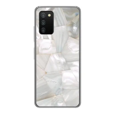 Produktbild von MuchoWow® Handyhülle Schutzhülle Hülle für Samsung Galaxy A03s Naturstein - Perlmutt - Weiß Silikon Softcase Handy Hülle - Schutz