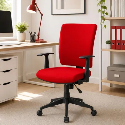 Produktbild von Bürostuhl Dlom, Chefsessel mit Armlehnen, Ergonomischer Bürositz, 61x65h98/108 cm, Rot