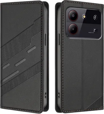 Image de Etui pour ZTE Blade A54, étui portefeuille en cuirPolyuréthaneavec fente pour carte et fonction stand Schwarz
