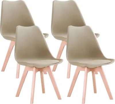 Immagine prodotto di Sedie da pranzo - Sedia per la sala da pranzo - Stile scandinavo - Sedia a conchiglia - Ergonomica - Set da 4 - Beige