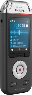 Obrázek produktu pro Philips Voice Tracer DVT2110/00, 36 h, Stereo (ST), MP3, WAV, 16 ohm, 58 dB, 50 - 20000 Hz