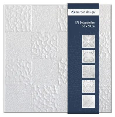 Produktbild von Deckenplatten 50x50cm Styropor EPS weiß 34 Dekore, Marbet Deckenverkleidung