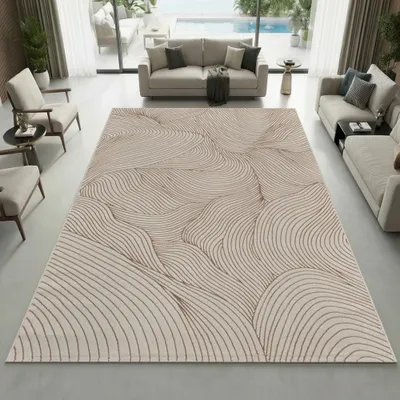 Produktbild von Teppich Creme modern pflegeleicht weich mit Wellenstruktur Größe - 160 x 230 cm