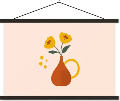 Produktbild von MuchoWow® Textilposter Blumen - Mohnblumen - Sommer 90x60 cm mit schwarzem Rahmen - Aufhängungssatz