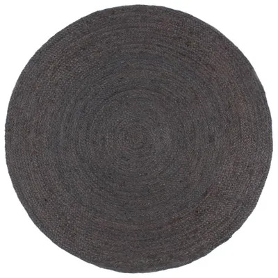 Image de Vidaxl Teppich handgefertigt um 180 cm Jute dunkelgrau