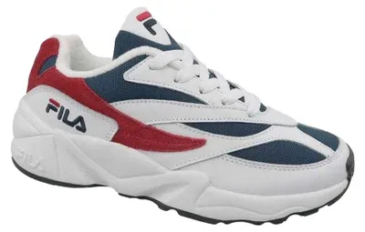 Produktbild von Fila - "94" Sneaker für Damen, Leder, niedrig geschnitten PP9613 (39 EU) (Weiß/Rot/Dunkles Marineblau)