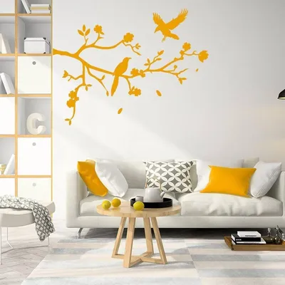 Baumzweig mit Vögeln und Blättern – Decords Wandtattoo, Produktansicht 1