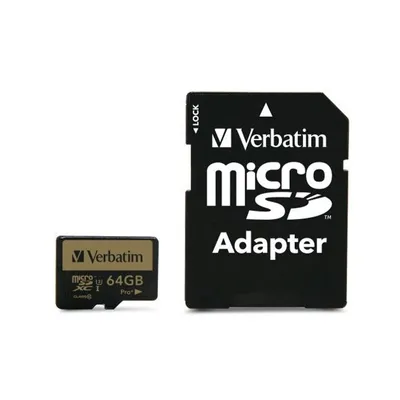 Immagine prodotto di Verbatim PRO+ - Scheda di memoria flash (adattatore da microSDXC a SD incluso) - 64 GB - UHS Classe 3 / Classe 10 - microSDXC UHS-I