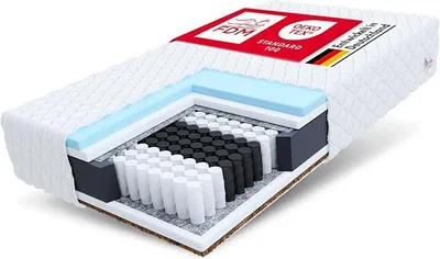 Produktbild von Calmera Taschenfederkernmatratze 160x200 cm Matratze 7-Zonen Hochelastischer HR Komfortschaum Kokos Härtegrad H3/H4 (Mittelweich/Hart) 20 cm Höhe Zweiseitig Abnehmbarer Bezug Waschbar